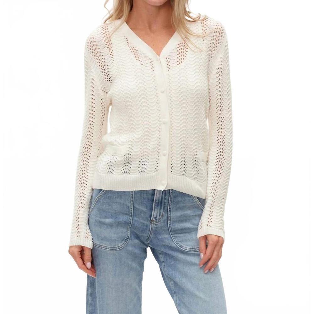 NEW SIX/FIFTY ebony crochet cardigan in ivory